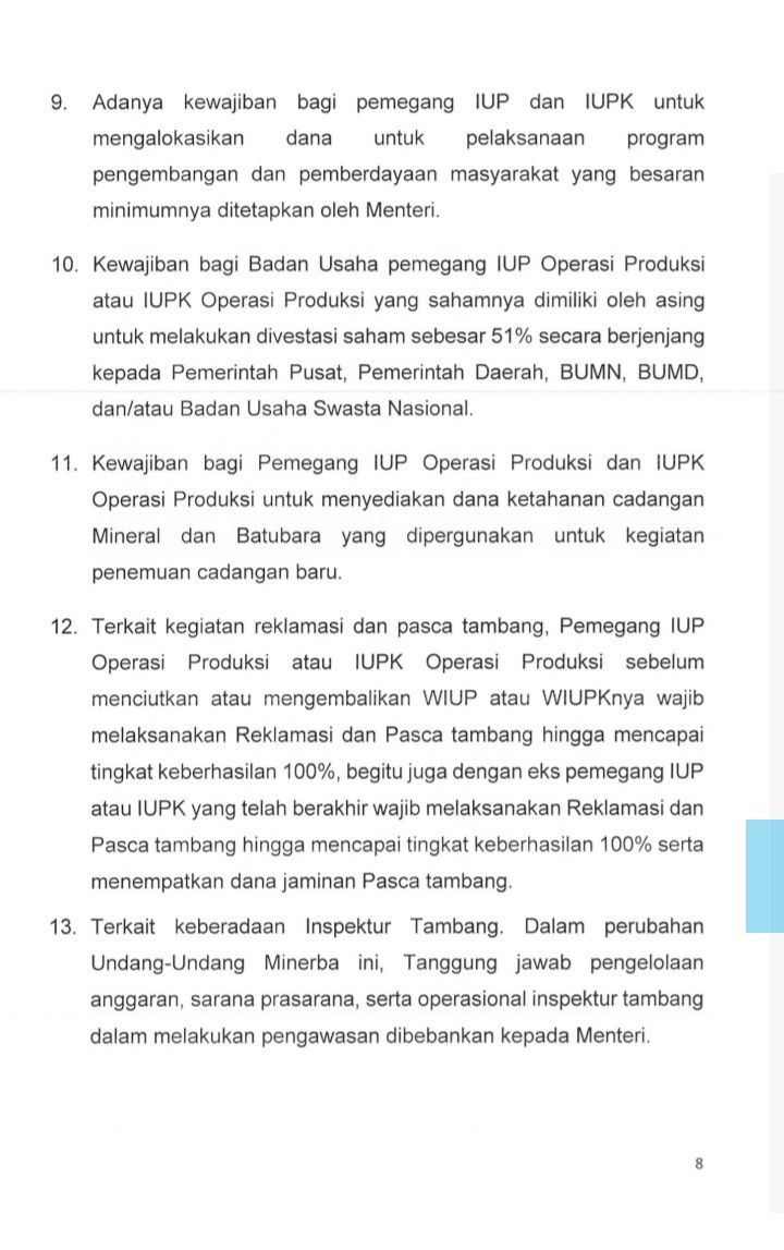 Hasil Pembahasan RUU Minerba