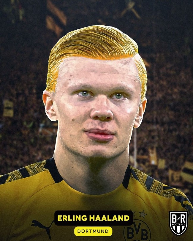 Seperti warna jersey Borussia Dortmund, Erling Braut Håland tampil dengan rambut kuning terang. (Foto: Instagram/ @brfootball)