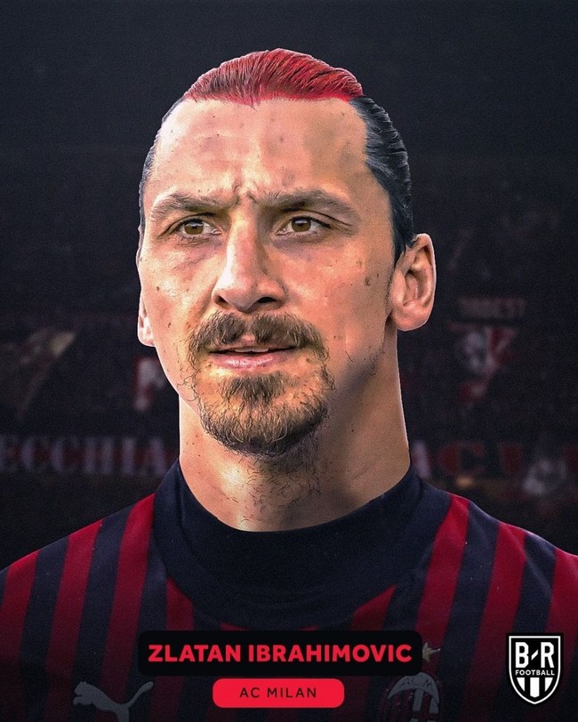 Dari AC Milan, ada Zlatan Ibrahimovic dengan rambut belang merah hitam. (Foto: Instagram/ @brfootball)