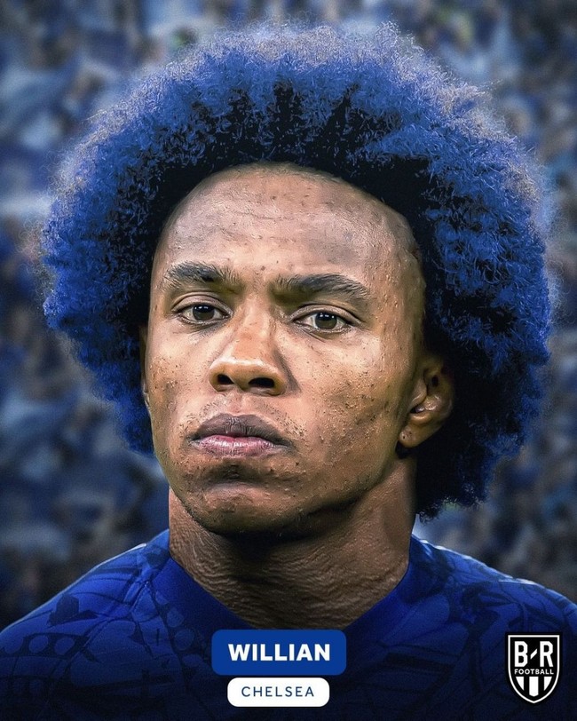 Kalau warnanya sudah serba biru seperti ini, kamu bisa menebak nama klub sepakbolanya. Willian, salah satu pemain unggulan Chelsea, pun tampak menggemaskan dengan rambut Afro berwarna biru ini. (Foto: Instagram/ @brfootball)