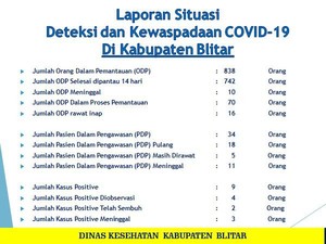 Dua PDP Baru di Blitar Pulang dari Episentrum Corona, Satu Meninggal