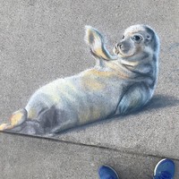 Gambar artistik yang dibuat oleh seniman Jan Riggins dan anak gadisnya Olivia membius netizen. Mereka membuatnya hanya dengan kapur di pinggir jalan.