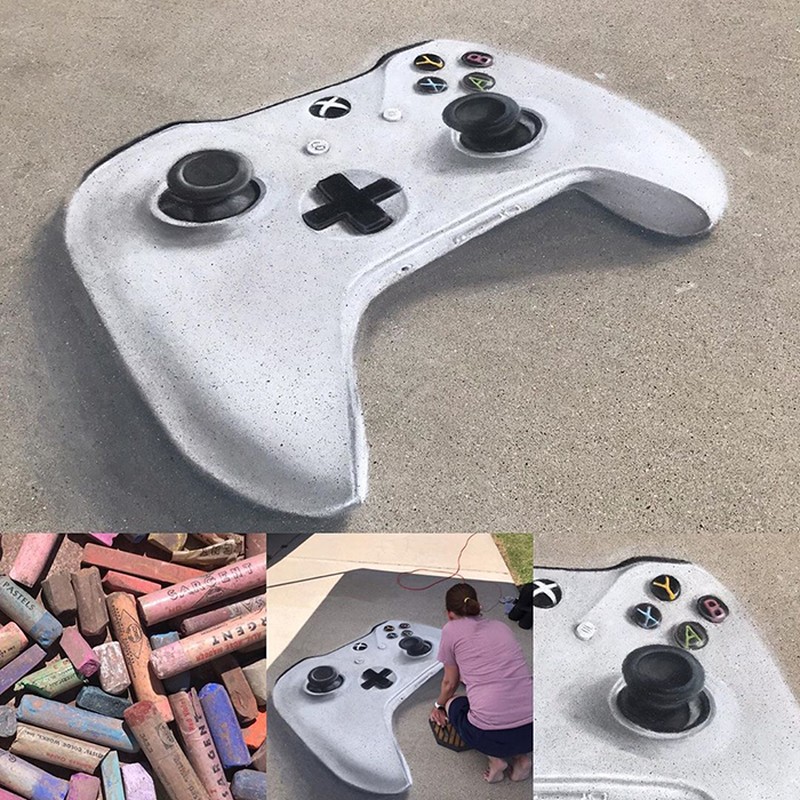 Gambar artistik yang dibuat oleh seniman Jan Riggins dan anak gadisnya Olivia membius netizen. Mereka membuatnya hanya dengan kapur di pinggir jalan.