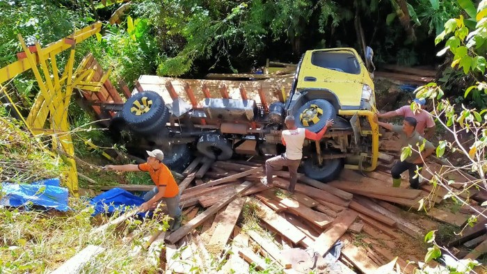 2 Pelaku Pembalakan Liar di Aceh Ditangkap Usai Truk Alami Kecelakaan (Foto: Dok. Polres Pidie)