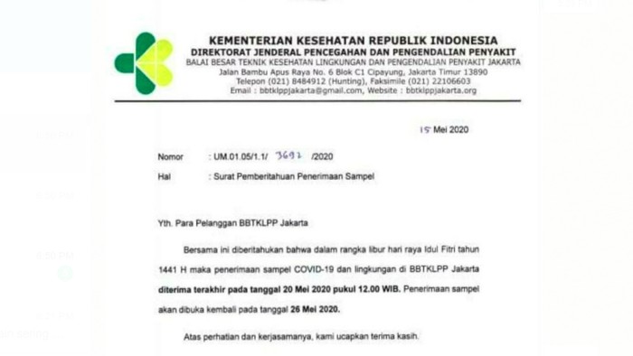 Beredar Surat Penerimaan Sampel Covid 19 Diliburkan Ini Faktanya Dalam salinan surat edaran yang diterima di Jakarta Jumat itu dijelaskan bahwa Komite Penasihat Ahli Imunisasi Nasional telah menyampaikan kajian bahwa vaksinasi Covid-19 dapat diberikan pada kelompok usia 60 tahun ke atas komorbid penyintas Covid-19 dan ibu menyusui dengan terlebih dahulu dilakukan anamnesa tambahan.