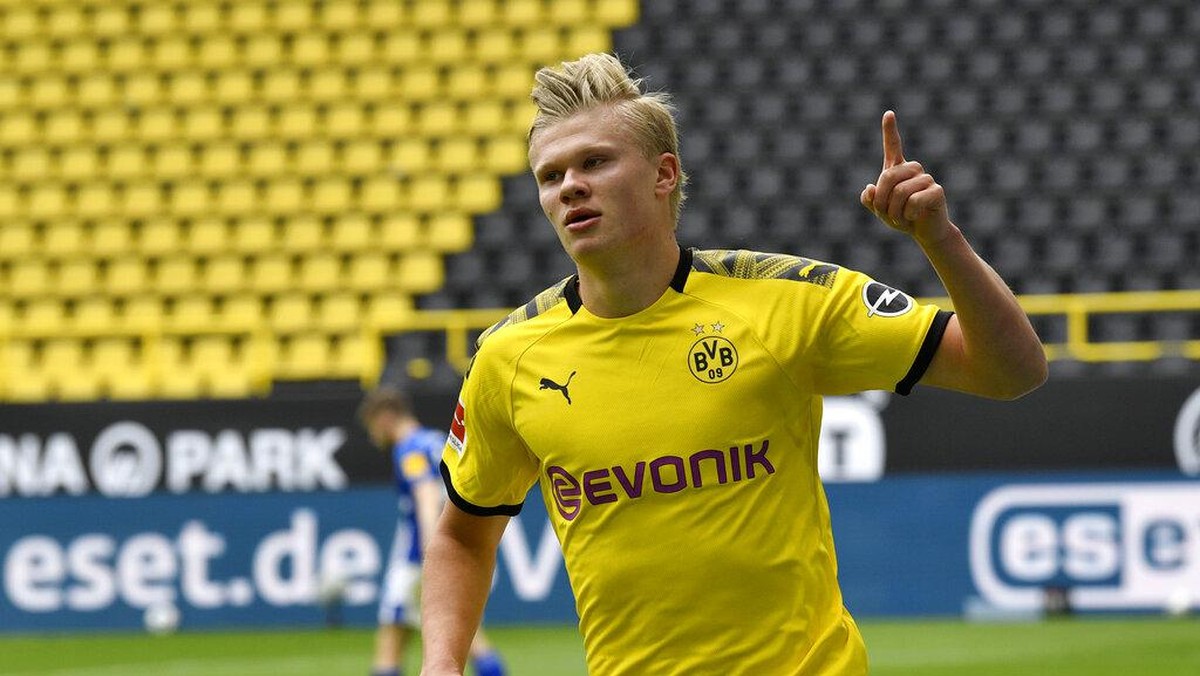 Erling Haaland terus pamer ketajaman di depan gawang tim-tim Bundesliga (Martin Meissner/AP Photo)