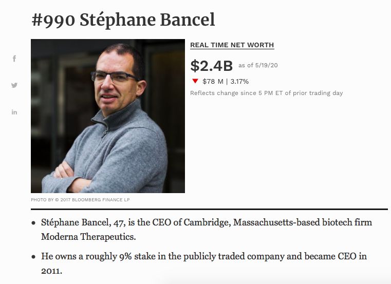 CEO Stephane Bancel, Forbes