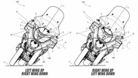 Piaggio mematenkan fitur terbaru MP3 Active Aero yaitu penambahan sayap pada bagian kanan-kiri pada bagian muka. Kerennya jika gambar paten ini masuk jalur produksi, dipastikan motor ini bakal lebih stabil dan mampu membelah angin lebih sempurna saat berkendara atau bermanuver meski memiliki tubuh bongsor. Foto: Pool (visordown)
