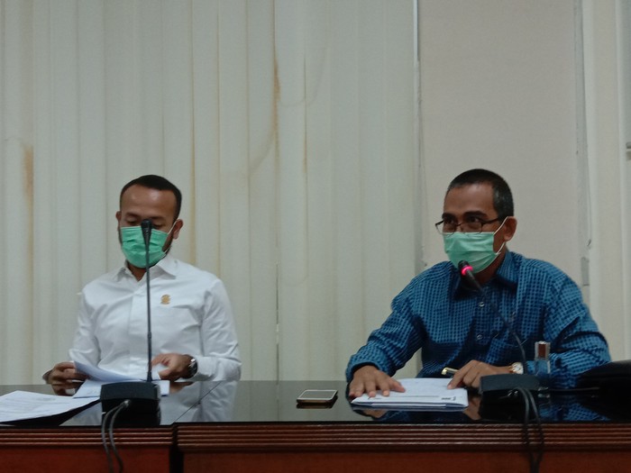 Konferensi pers Pansus COVID-19 DPRD Sumut (Ahmad Arfah-detikcom)