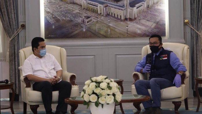 Gubernur Jabar Ridwan Kamil bertemu dengan Menteri BUMN Erick Tohir