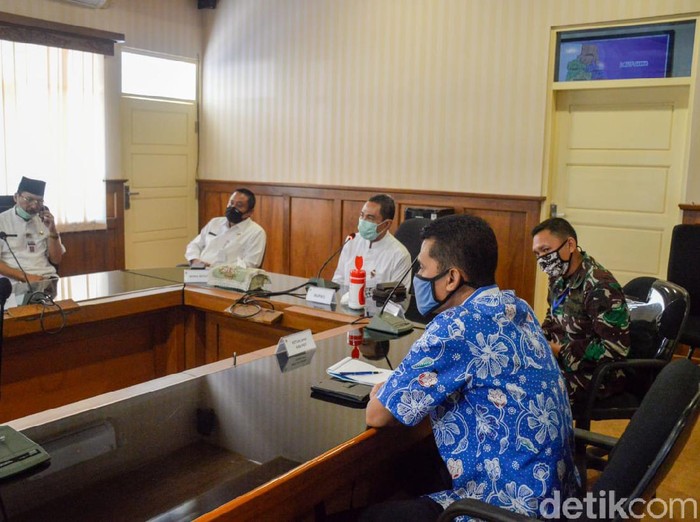 Rapat koordinasi Pemkab dengan lintas sektoral di Pati, Kamis (21/5/2020).