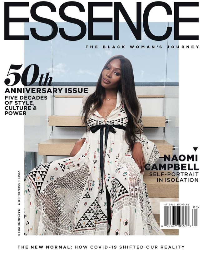 Inilah penampilan Naomi Campbell di sampul majalah Essence. Cover ini terbilang spesial karena diluncurkan untuk merayakan ulang tahun ke-50 Naomi dan majalah tersebut. Pemotretannya pun tak biasa karena Naomi difoto menggunakan kamera ponselnya sendiri di apartemennya di New York City semasa lockdown. (Foto: Instagram/@naomi)