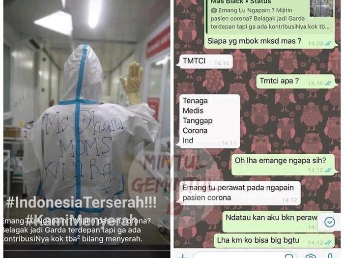 Status pria di Banyumas tantang disuntik Corona, Jumat (22/5/2020).
