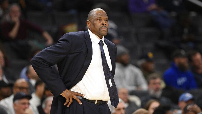 Patrick Ewing FILE - In this Wednesday, Feb. 5, 2020, file photo, Georgetown head coach Patrick Ewing looks on during the first half of an NCAA college basketball game against Seton Hall, in Washington. In a statement issued by Georgetown on Friday, May 22, 2020, Ewing has tested positive for COVID-19. (AP Photo/Nick Wass, File)