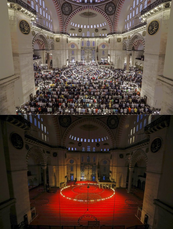 Masjid ini kerap dijadikan lokasi untuk pelaksanaan ibadah di hari-hari besar agama Islam, termasuk salat Idul Fitri. Seperti potret di atas, Masjid Suleymaniye begitu ramai dipenuhi oleh umat Muslim yang melaksanakan salat Idul Fitri pada tahun 2019 silam. Namun tahun ini pelaksanaan salat Id di masjid bersejarah itu dibatasi guna mencegah penyebaran virus Corona. Masjid ini kerap dijadikan lokasi untuk pelaksanaan ibadah di hari-hari besar agama Islam, termasuk salat Idul Fitri. Seperti potret di atas, Masjid Suleymaniye begitu ramai dipenuhi oleh umat Muslim yang melaksanakan salat Idul Fitri pada tahun 2019 silam. Namun tahun ini pelaksanaan salat Id di masjid bersejarah itu dibatasi guna mencegah penyebaran virus Corona.