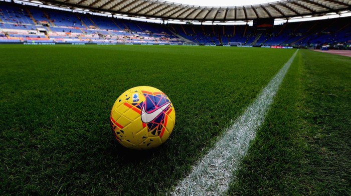 ROME, ITALY - NOVEMBER 02:  A detail of the new Serie A ball HI- VIS before the Serie A match between AS Roma and SSC Napoli at Stadio Olimpico on November 2, 2019 in Rome, Italy.  (Photo by Paolo Bruno/Getty Images)