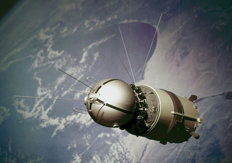 RUSSIA - MARCH 20:  Model (scale 1:6). On 12 April 1961, Soviet cosmonaut Yuri Alekseyevich Gagarin (1934-1968), was launched into orbit by a Vostok rocket and became the first man in space. After completing one orbit, the automatic controls of the spacecraft brought him safely back to Earth.  (Photo by SSPL/Getty Images)