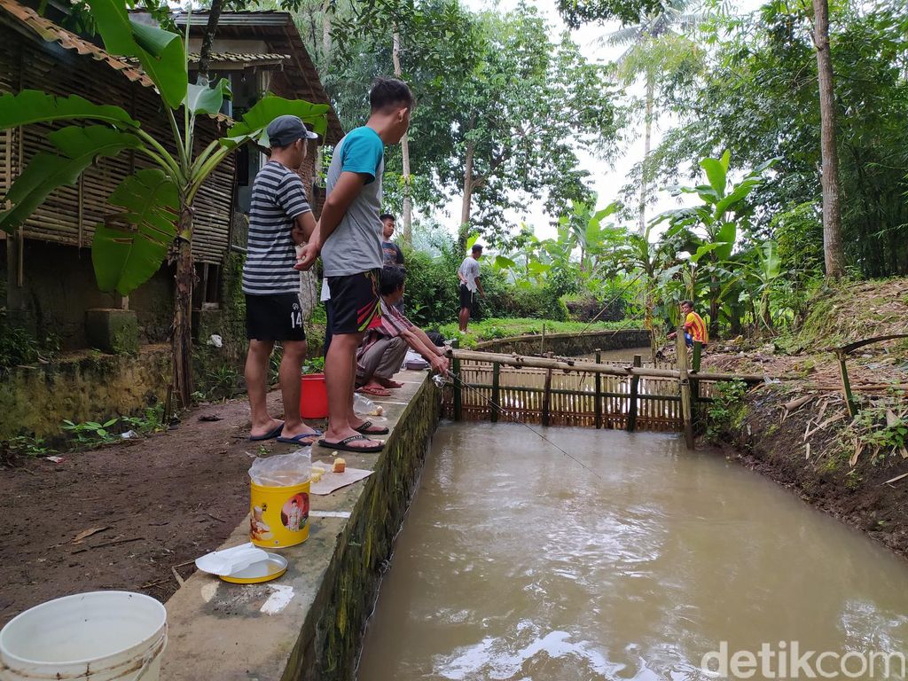 Memancing saluran Irigasi di Linggasari, Ciamis