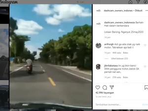 Pemotor Menyeberang Mendadak, Mobil Ini Oleng dan Tabrak Tembok