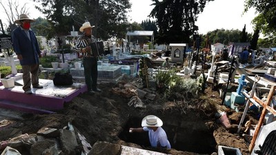 Potret Pemusik yang Iringi Prosesi Pemakaman di Meksiko