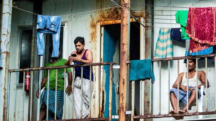 Kondisi para pekerja migran yang terjebak di Maladewa (AFP Photo/ Ahmed Shurau)