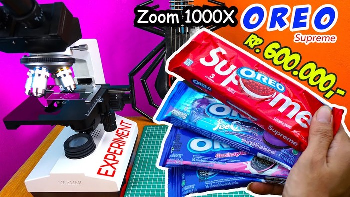 zoom makanan dan minuman mikroskop
