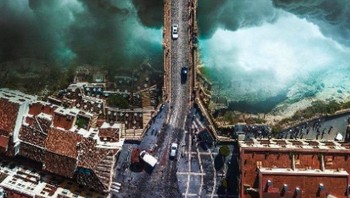 Contohnya foto yang satu ini, Hüseyin menggabungkan foto tebing dan jurang dengan dua kota yang terpisah. Foto: Instagram @art.side