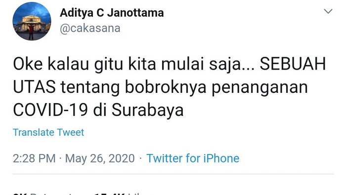 viral twitter penanganan covid-19 di surabaya