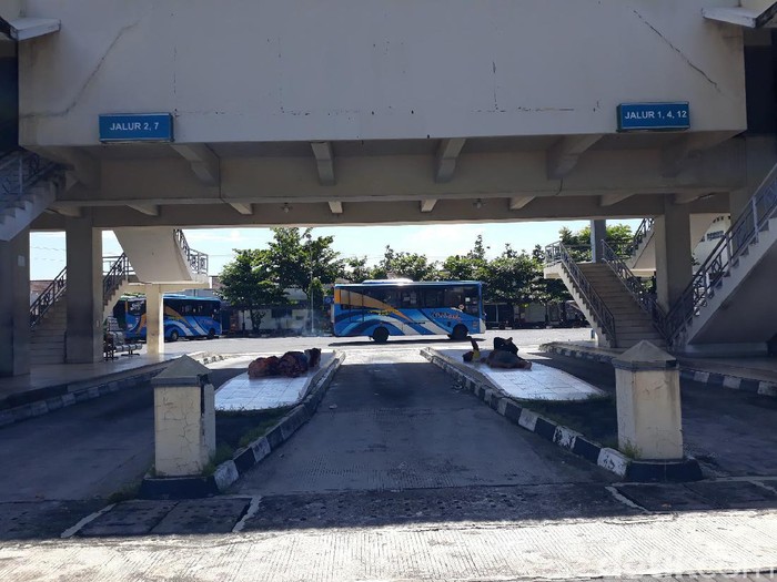 Suasana Terminal Giwangan Yogyakarta pada masa pandemi Corona.