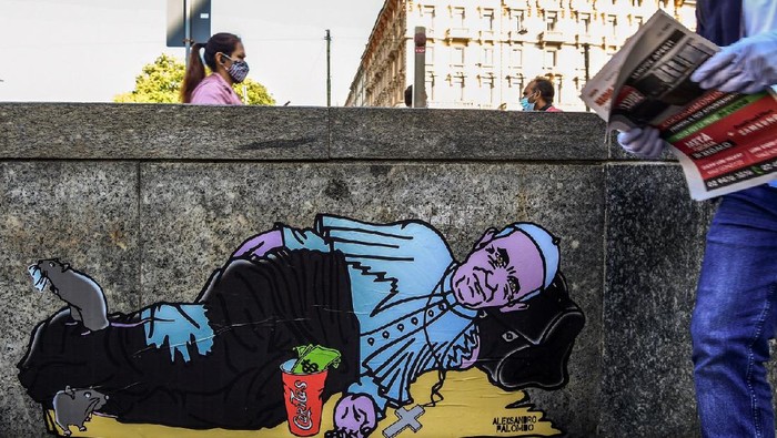Mural Paus Francis di Milan, Italia