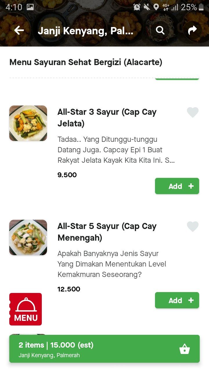 menu capcay unik