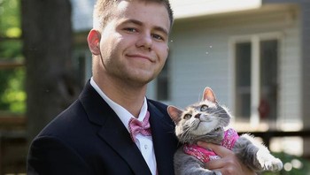 Saudaraku membawa kucing kami ke acara prom, dan lihatlah bagaimana si kucing menatapnya. (Foto: Boredpanda)