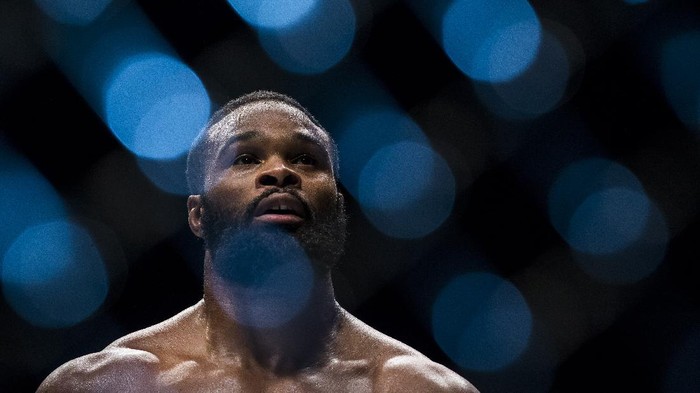 MACAU - AUGUST 23:  Tyron Woodley of USA looks up after winning his welterweight fight against Dong Hyun Kim of South Korea during the UFC Fight Night at The Venetian Macao Cotai Arena on August 23, 2014 in Macau, China.  (Photo by Victor Fraile/Getty Images)
