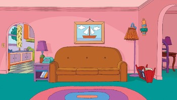 Ruang tamu ikonik keluarga The Simpsons, sekalian nostalgia kartun zaman dulu. Foto: Fox via PopSugar  