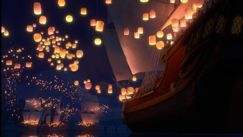 Ingat malam cantik di salah satu adegan film Tangled Disney? Bagus kan buat background. Foto: Facebook Disney Princess via Pop Sugar