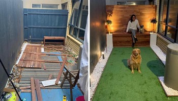 Asyik juga halaman belakangnya bisa buat duduk-duduk sekarang. Foto: Reddit via Bored Panda