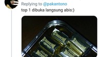 Menyuguhkan cokelat batangan buat sajian Lebaran jadi solusi kalau ada tamu yang membawa anak. Tapi dijamin, cokelat ini pasti paling cepat habisnya.  Foto: twitter/istimewa