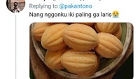 Tak disangka, ternyata ada ratusan netizen yang ikut berkomentar. Masing-masing orang punya kue yang paling laris dan paling awet di rumahnya.  Foto: twitter/istimewa
