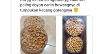 Selain kue, ada juga kacang goreng yang tak pernah absen saat lebaran. Terkadang kacang ini juga lama larisnya. Sampai-sampai harus dibawa ke kantor atau jadi teman ngemil saat nongkrong. Foto: twitter/istimewa