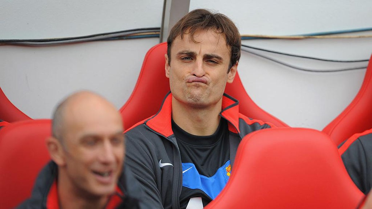 Dimitar Berbatov di Stadium of Light tahun 2010, ia salah satu pemain MU yang mencak-mencak akibat masalah tinja di ruang ganti. (Foto: Getty Images/Michael Regan)