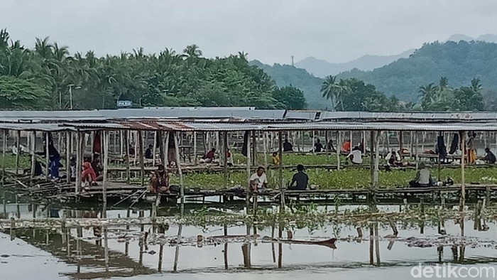 Pemancing padati rawa Jombor di Klaten, Minggu (31/5/2020).