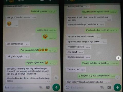 Chat Suami dengan Wanita yang Diduga Pelakor