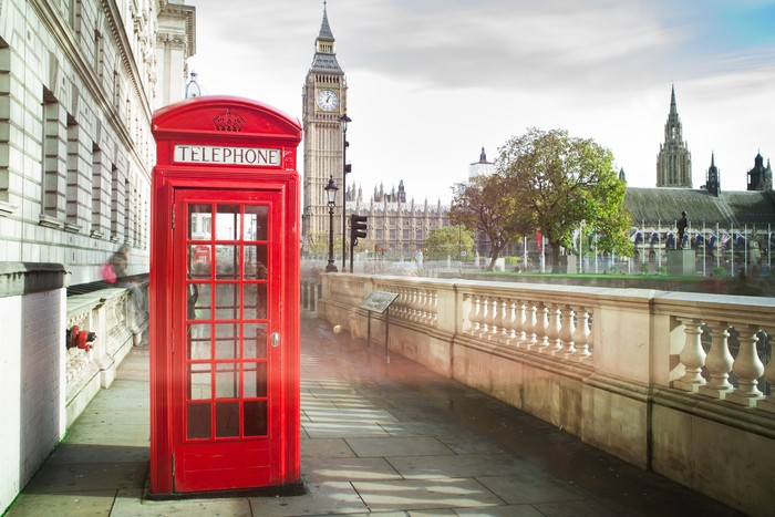 Big ben and red phone cabine in London