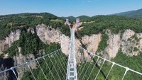 Jembatan ini juga dapat dibilang ekstrem karena siapa pun yang melewatinya akan bisa melihat pemandangan apa pun yang berada di bawah jembatan ini, langsung di bawah kaki mereka.  Istimewa/dok. highestbridges.com