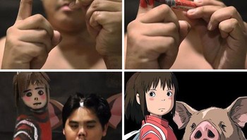 Menggunakan jari untuk menggambar karakter. Foto: Lowcostcosplay