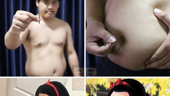 Membuat apel dari perutnya. Foto: Lowcostcosplay