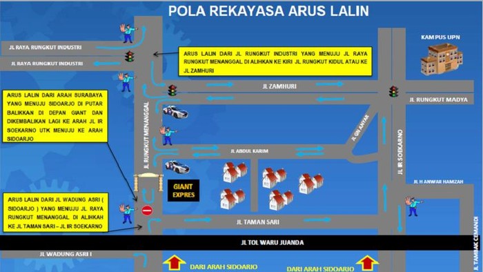 Jalan Rungkut Menanggal di Surabaya ditutup sementara. Itu dilakukan untuk menekan penyebaran virus Corona di Kota Pahlawan.