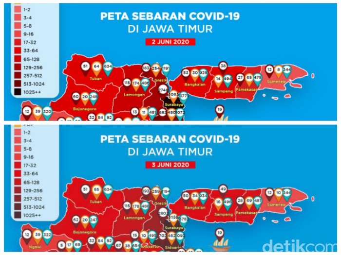 Peta Penyebaran COVID-19 di Surabaya Tak Lagi Hitam, Kini Merah Pekat