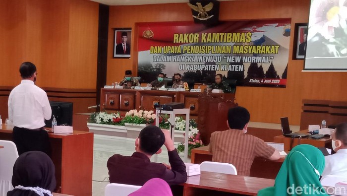 Rakor menuju new normal di Mapolres Klaten, Kamis (4/6/2020).