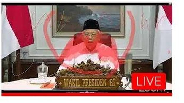 Tampilan Layar Wapres Ma'ruf Amin Dicoret-coret Saat Diskusi Webinar